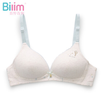 

Hundreds of young girls without steel ring bra development period cotton junior high school bra small chest student underwear 91024 light apricot 75A