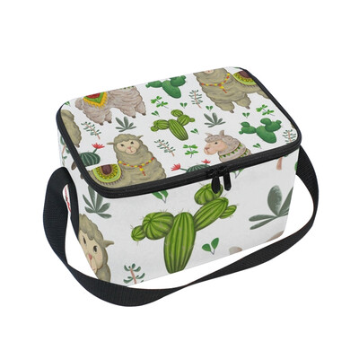 

ALAZA Pattern With Lama Animal Lunch Box Insulated Lunch Bag Large Cooler Tote Bagfor Kids Men Women