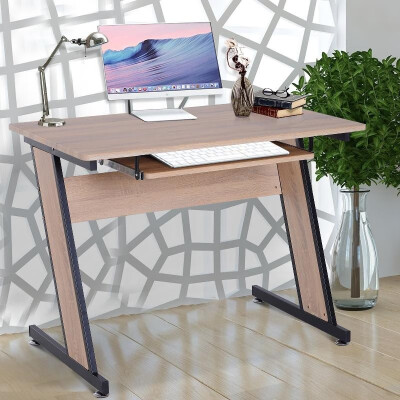 

Computer Desk Wood Top Office Workstation PC Laptop Study Table w Keyboard Tray