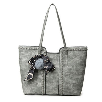 

Women Casual Handbag 2019 Female Large Capacity Tote Bag High Quality PU Leather Shoulder Messenger Bags Handbags With Fur Ball