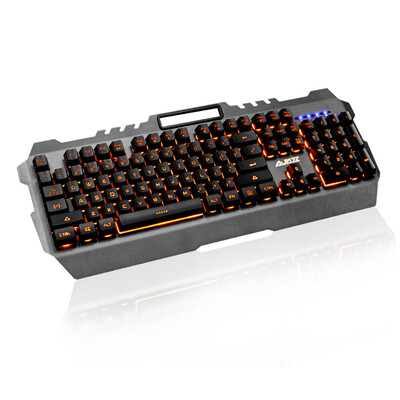 

AJAZZ USB Wired Gaming Mechanical Feel Keyboard Yellow Backlight Waterproof Alloy Panel 104 Keys for Gaming Office Black