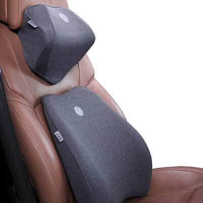 

KING ETING car lumbar headrest space memory cotton back cushion car lumbar pillow neck pillow set Y7 two-piece urban gray master driving section
