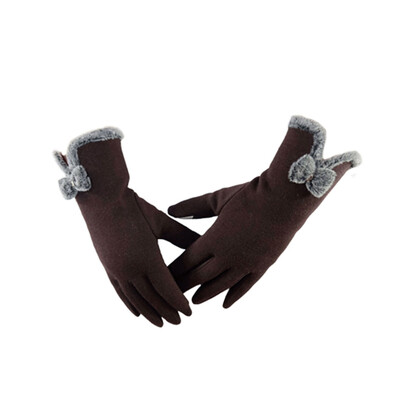 

Women Fall Winter Warm-Keeping Screen Touching Gloves Fashion Simple Bowknot Thick Windproof Gloves