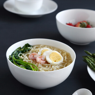

Beijing Tokyo white moonlight-bone china series bowl bone china household 6 inch noodle bowl microwave oven easy to clean storage 2 Pack pure white