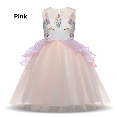 

Chiffon Unicorn Kids Girls Bridesmaid Formal Tutu Sleeveless Pageant Party Dress