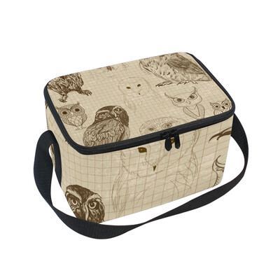 

ALAZA Lunch Box Insulated Owl Pattern Lunch Bag Large Cooler Tote Bagfor Men Women