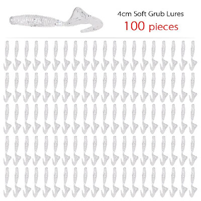 

100pcs 4cm Soft Artificial Fishing Lures Swimbait Tail Grub Lures Worm Moggot Grub Lures Baits
