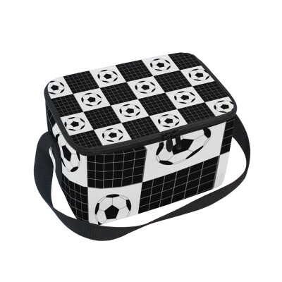 

ALAZA Lunch Box Insulated Football Black White Lunch Bag Large Cooler Tote Bag for Men Women