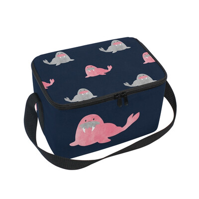 

ALAZA Lunch Box Insulated Lunch Bag Large Cooler Cute Walrus For Kids Tote Bag