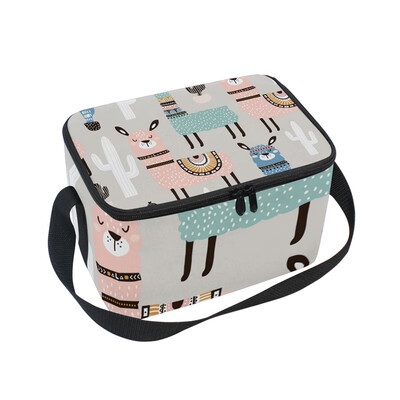 

ALAZA Lunch Box Insulated Lunch Bag Large Cooler Pattern With Llama Cactus Tote Bag
