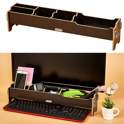 

Desktop Multifunctional Monitor Riser Stand with Storage Slolts for Stationeries Keyboard Office School Home Supplies
