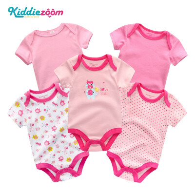 

5PCSLot Unicorn Baby Girl Clothes Cotton Babywear Bodysuits One-Piece Baby Boy Clothes Rompers Newborn 0-12M Short Sleeve