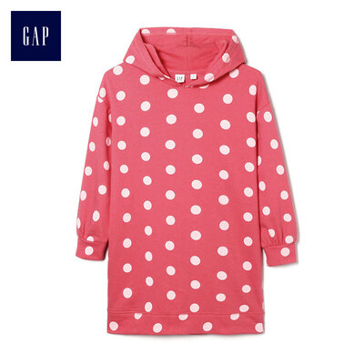 

GAP flagship store girls polka dot long sleeve hooded dress 385899 orange pink XS