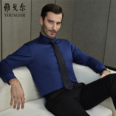 

Youngor shirt mens 2019 spring youth mens casual dress shirt YLDP16360FJA blue 38