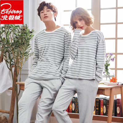 

Arctic cashmere couple pajamas long-sleeved knit cotton thin section men&women spring&summer models Korean version of the wear home clothes cotton suit 6103 female models