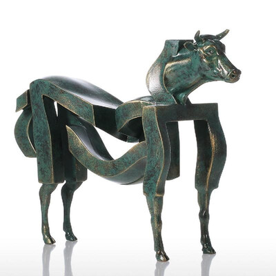 

Tomfeel Abstractionism Cattle Resin Sculpture Home Decor Modern Art Figurine