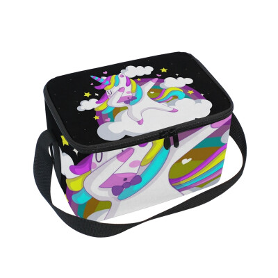 

ALAZA Lunch Box Insulated Lunch Bag Large Cooler Unicon Doing Dabbing The Cloud Tote Bag