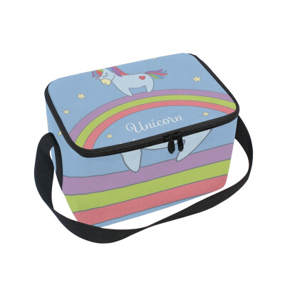 

ALAZA Lunch Box Insulated Lunch Bag Large Cooler Unicorn And Rainbow With Stars Tote Bag