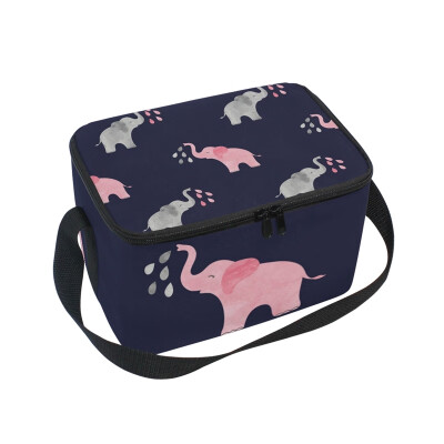 

ALAZA Lunch Box Cute Watercolor Elephants Insulated Lunch Bag Large Cooler Tote Bagfor Men Women