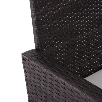 

2 Piece Rattan Wicker Outdoor Loveseat with Sunshade Canopy&Nesting Ottoman Footrest - Brown