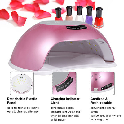 

48W Cordless UV LED Nail Lamp Rechargeable Nail Gel Dryer Fingernail & Toenail Gel Curing Machine Nail Art Painting Nail Tool Opti