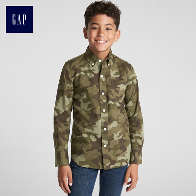 

GAP flagship store boy camouflage cotton long-sleeved childrens shirt jacket childrens wear 370557 green camouflage M