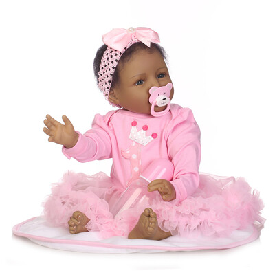 

Reborn Baby Doll 22 inch Cloth Body Lifelike Toddler Doll Play House Toy Gift For Age 3 With Colorful Guaze Dress