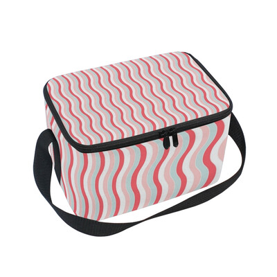 

ALAZA Lunch Box Insulated Lunch Bag Large Cooler Tote Bag Wave Stripe for Men Women Girls Boys