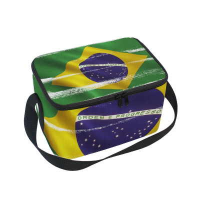 

ALAZA Lunch Box Insulated Lunch Bag Large Cooler Brazil Flag Tote Bag