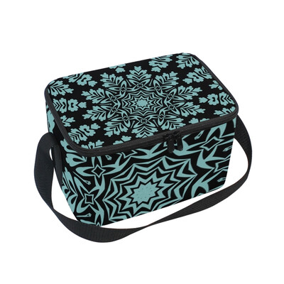 

ALAZA Insulated Lunch Box Blue Snow Design Lunch Bag for Men Women Portable Tote Bag Cooler Bag