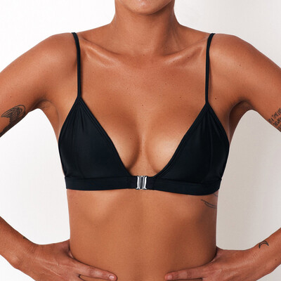 

Sexy Women Strappy Bra Bikini Biquini Top Front Clasp Closure Backless Sleeveless Deep V Neck Beach Bathing Swimsuit