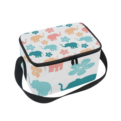 

ALAZA Insulated Lunch Box Elephant Flower Lunch Bag for Men Women Portable Tote Bag Cooler Bag