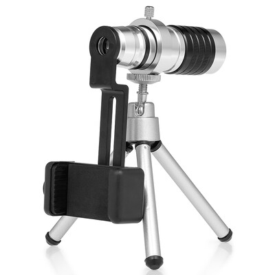 

12x21 Mini Pocket Monocular Lightweight Aluminum Monocular Telescope Scope with Tripod&Smartphone Adapter Holder