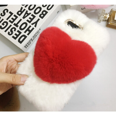 

Love Heart Case For Oppo F9 F9 Pro A7x Cute Rabbit Cover Hairy Fur Fluffy Phone Case