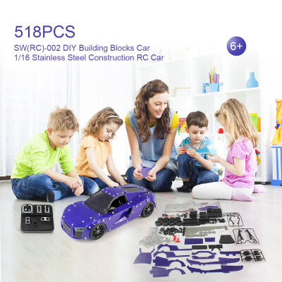 

SWRC-002 518Pcs DIY Building Blocks Car 116 24G Stainless Steel Construction RC Car