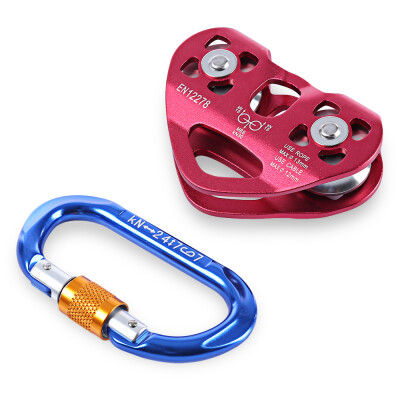 

Rock Climbing Double Trolley Pulley with D-shaped Screw Locking Carabiner