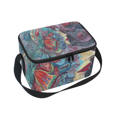 

ALAZA Lunch Box Insulated Lunch Bag Large Cooler Tote Bag Retro Flowers Women for Men Women Girls Boys