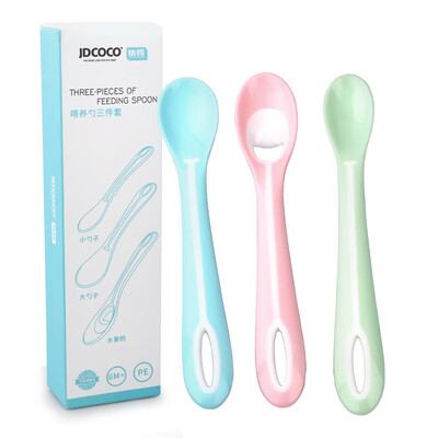 

Jide JDCOCO food supplement spoon childrens silicone soft spoon baby bowl spoon cutlery soft spoon baby spoon fruit scraping spoon three-piece set JD7009