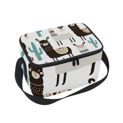 

ALAZA Llama Cactus Lunch Box Insulated Lunch Bag Large Cooler Tote Bagfor Kids Men Women