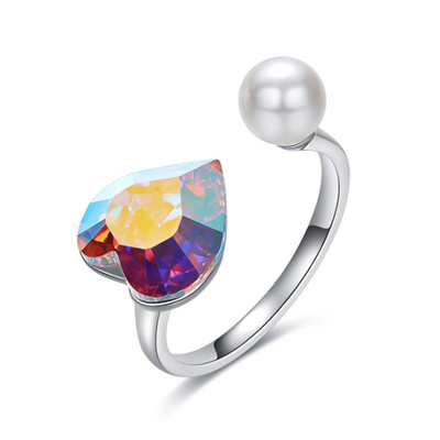 

925 Sterling Silver Water Droplets Shape for Wide Band Women Girls Swarovski Crystals Jewelry Heart Sizer Adjuster for Loose Rings