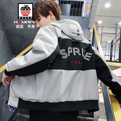 

AEMAPEAmerican Apple Jacket Mens Jacket 2019 Spring New Slim Hooded Mens Fashion Casual Trends Baseball Clothes J1908 Bean Grey M
