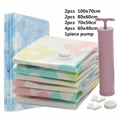 

11pcs Vacuum Bags for Clothes Organizer Closet Storage Bag with Pump Best Vacuum Sealer Space Saver Travel Compression Bag