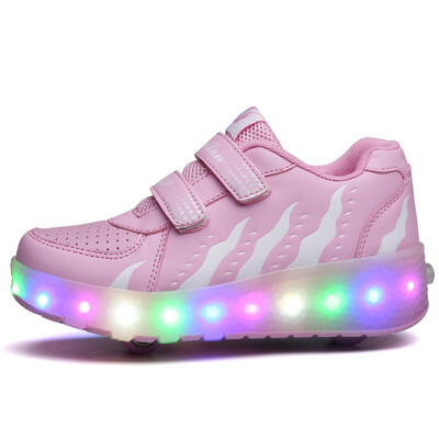 

New Children Roller Skate Shoes Boys Girls Automatic Jazzy LED Lighted Flashing Roller Skates Kids Sneakers With OneTwo Wheels