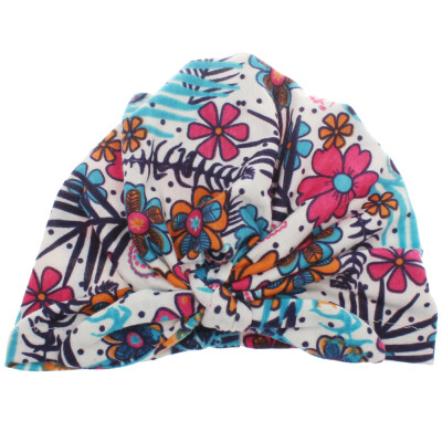 

Cute Fashion Flower Printed Bowknot Pullover Hat for Child Floral Bohemian Soft Hat Infant Beanie Newborn Cap for Baby Girls