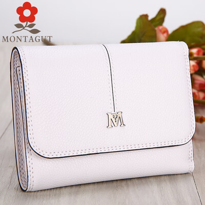 

Montagut MONTAGUT womens wallet short paragraph cowhide multi-card purse mini wallet R2322611031 light purple