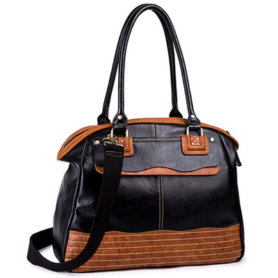 

Contrast color PU Leather Vintage Men Handbag Business Casual Mens Splice Travel Laptop Bag School Shoulder Bags Tote Briefcase