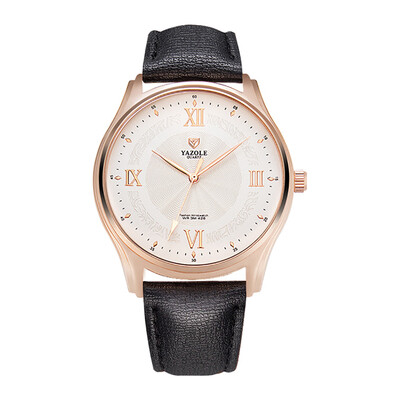 

YAZOLE 426 Leather Watch Quartz Watch Roman Scale Daily Waterproof Simple Business Wrist Watch