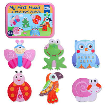 

Wooden Baby Jigsaw Puzzles Set of 6 Puzzle Board With Storage Box Intelligence Early Educational Toy for Infant Toddler Kids 123