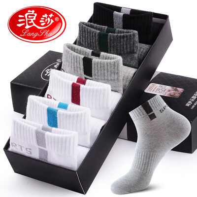 

Langsha socks mens cotton spring&summer sports socks mens basketball socks socks breathable sweat-absorbent cotton socks mens socks 6 color 6 pairs