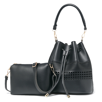 

Women Hollow PU Leather Shoulder Bag Top handle Bag Bucket Bag with a Crossbody Bag for Ladies